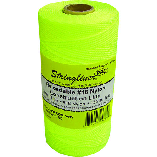 Pro Series Construction Line, #18 Dia, 1000 ft L, 165 lb Working Load, Nylon, Fluorescent Yellow