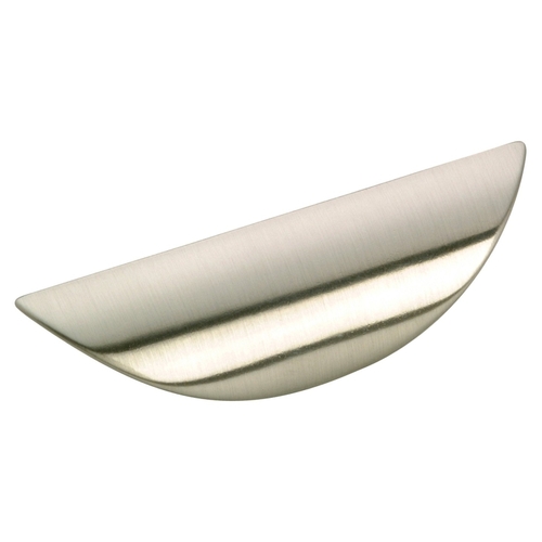 Cabinet Pull, 3-7/16 in L Handle, 15/16 in H Handle, 23/32 in Projection, Metal, Brushed Nickel