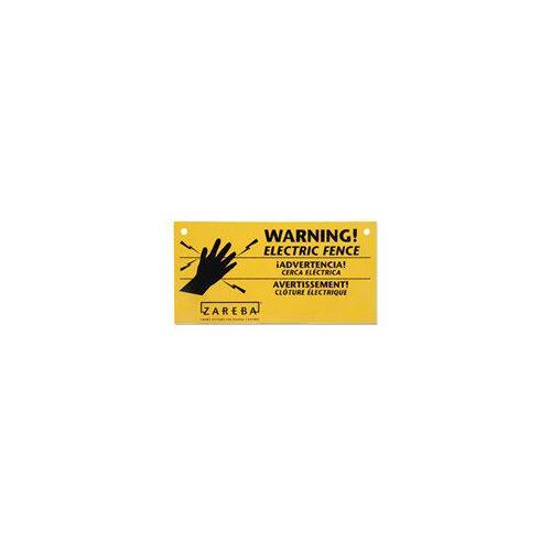 Zareba WS3 Electric Fencing Warning Sign, Black Legend, Yellow Background, Polypropylene, 8 in L, 4 in W - pack of 3