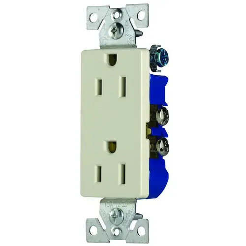 Duplex Receptacle, 2 -Pole, 15 A, 125 VAC, Push, Side Wiring, NEMA: 5-15R, White - pack of 10