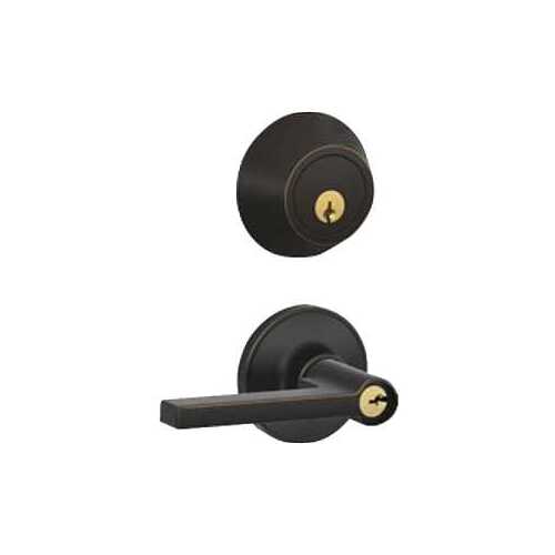 Deadbolt Lock Combo, Grade 3 Grade, Lever Handle, Keyed Key, Aged Bronze, 2-3/8, 2-3/4 in Backset