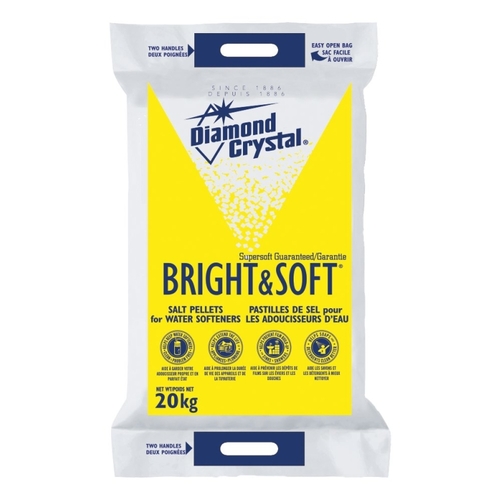 DIAMOND CRYSTAL 100012414 Water Softener Salt, 20 kg Bag, Solid, Slight Halogen