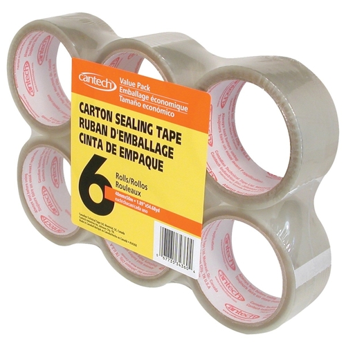 Cantech 343604850 34360 Sealing Tape, 50 m L, 48 mm W, Clear - pack of 6
