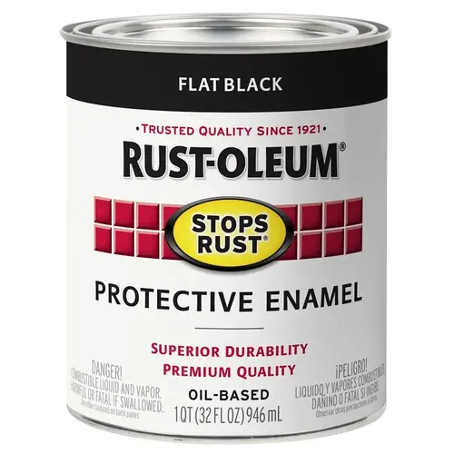 Stops Rust Protective Enamel Paint, Flat, Black, 1 qt