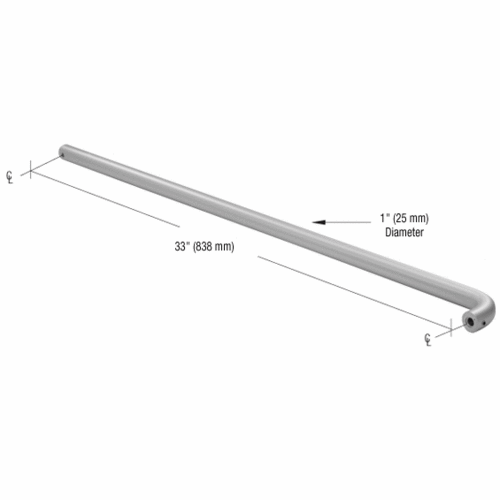 CRL-U.S. Aluminum PR0341136 Clear Anodized Astral Push Bar for 36" Off-Set Hung Door