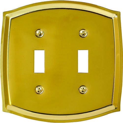 Amerelle 76TTBR Wallplate, 5-1/8 in L, 5-1/8 in W, 2 -Gang, Solid Brass, Polished Brass