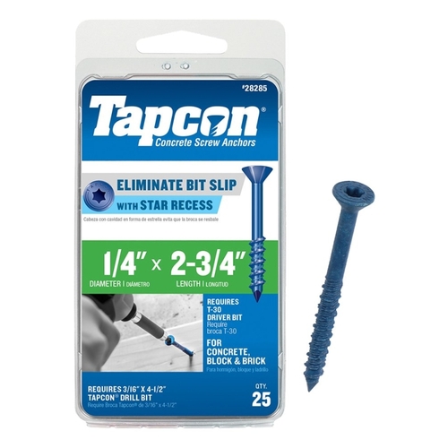 Tapcon 28285/24285 SCREW ANCHOR PFH 1/4X2-3/4IN - pack of 25