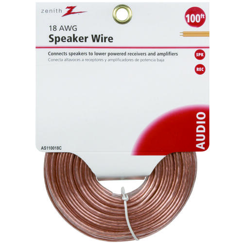 Zenith AS110018C Speaker Wire, 18 AWG Wire, PVC Sheath, Clear Sheath