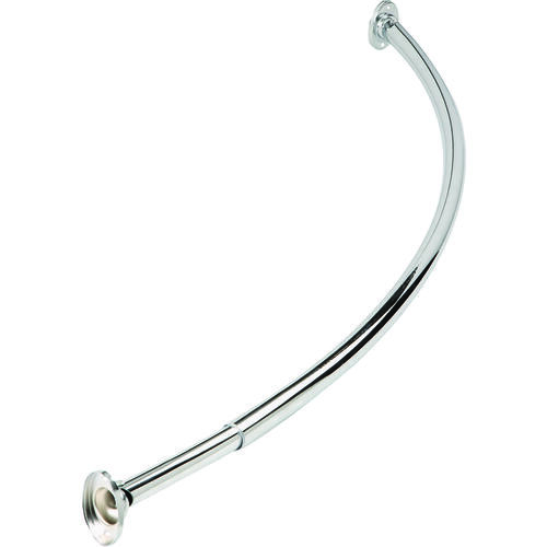 Simple Spaces SD-CSR-CH Shower Curtain Rod, 13-1/2 lb, 52 to 72 in L Adjustable, 1 in Dia Rod, Steel, Chrome Silver