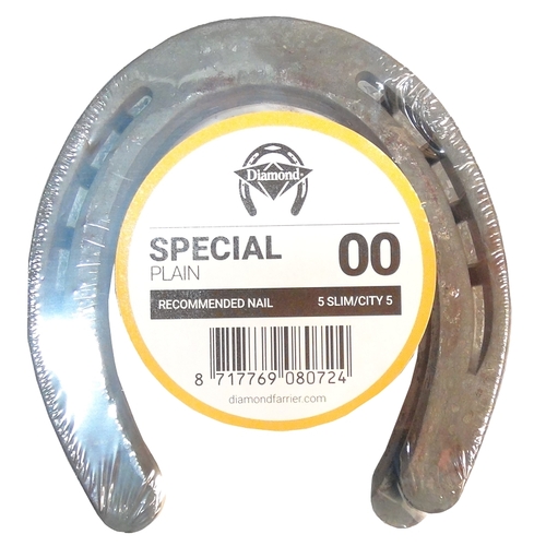 DIAMOND FARRIER CO DS00PR Special Plain Horseshoe, 1/4 in Thick, 00, Steel - pack of 15