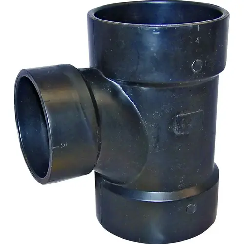 Reducing Sanitary Pipe Tee, 4 x 3 in, Hub, ABS, Black