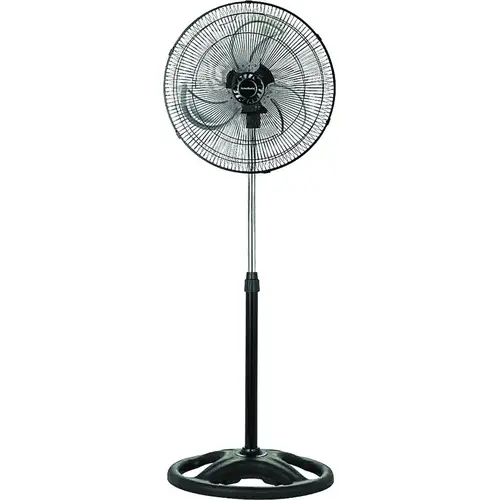 High-Velocity Pedestal Fan, 120 V, 0.83 A, 90 deg Sweep, 18 in Dia Blade, 3-Blade, Black