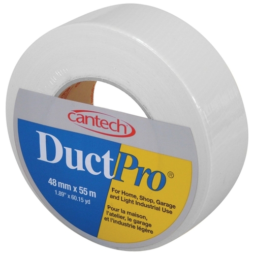 DUCTPRO 39710 Duct Tape, 55 m L, 48 mm W, Polyethylene Backing, White