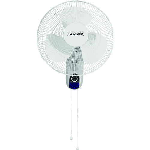 Wall-Mount Fan, 120 V, 16 in Dia Blade, 3-Blade, Plastic Blade, 3-Speed, White