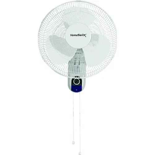 PowerZone HF-40W Wall-Mount Fan, 120 V, 16 in Dia Blade, 3-Blade, Plastic Blade, 3-Speed, White