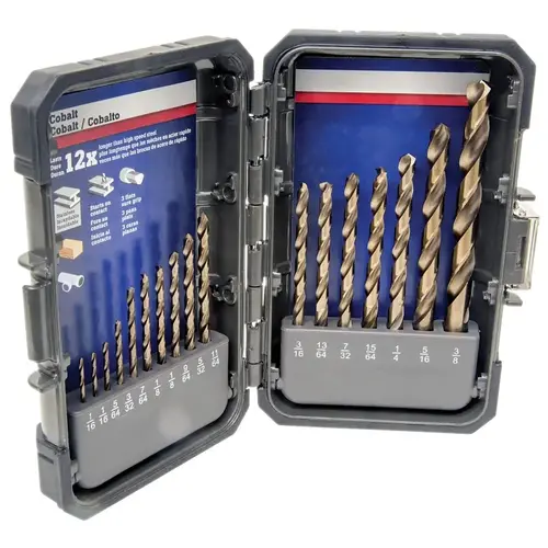 Drill Bit Set, 17-Piece, M35 Steel with 5% Cobalt Coffee