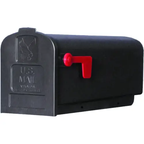 Parson Series PL10B0201 Rural Mailbox, 875 cu-in Capacity, Plastic, 7.9 in W, 19.4 in D, 9.6 in H Black