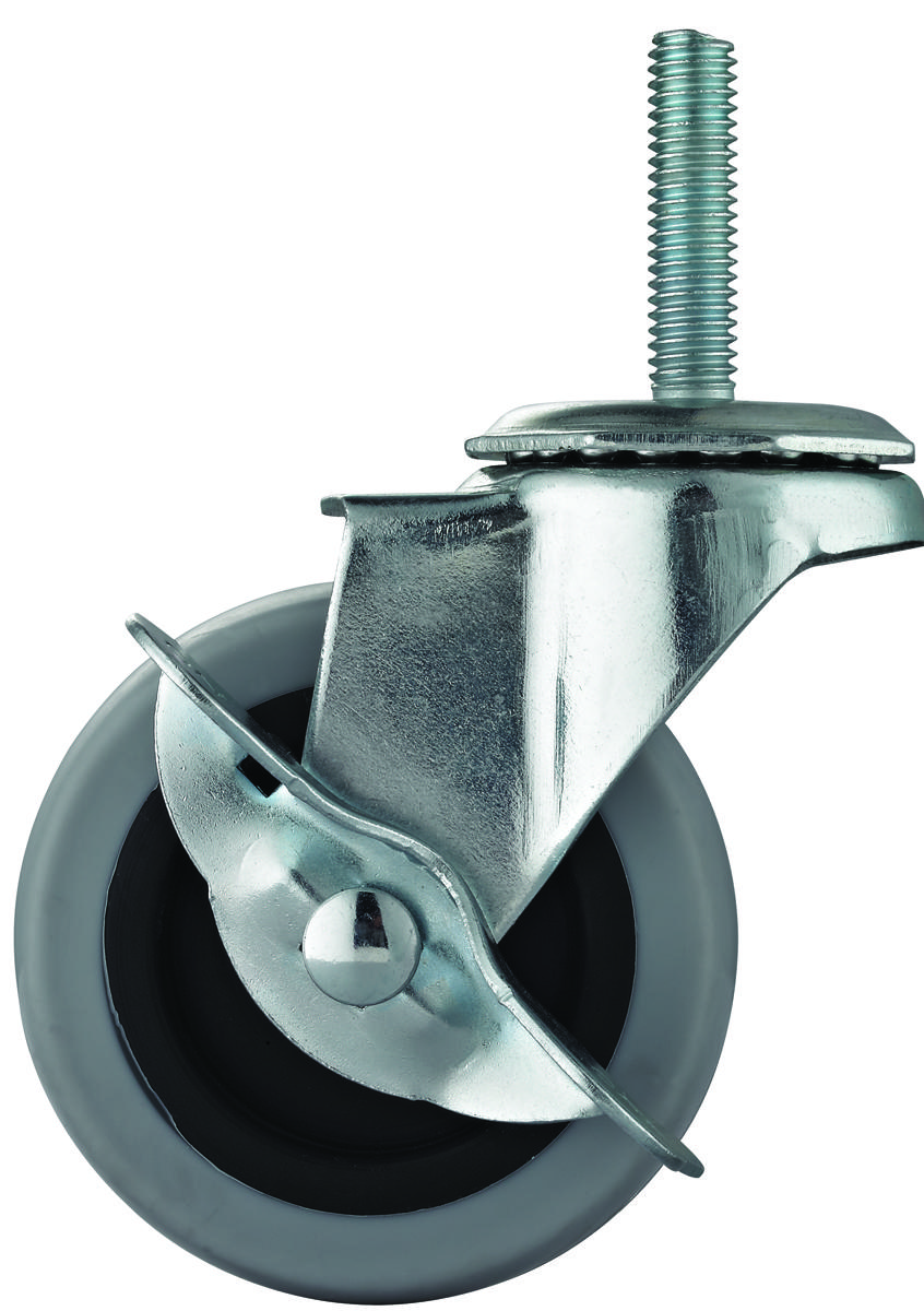 ProSource JC-N08-G Swivel Caster with Brake, 3 in Dia Wheel, 3 in W Wheel, Thermoplastic Rubber Wheel, Gray, 130 lb