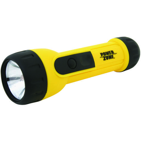 PowerZone JL-L0013L-XCP12 High-Impact Flashlight, D Battery, D Battery, Krypton Lamp, 13 Lumens, 50 m Beam Distance, Yellow - pack of 12