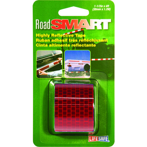 Reflective Tape, 4 ft L, 1-1/2 in W, Red