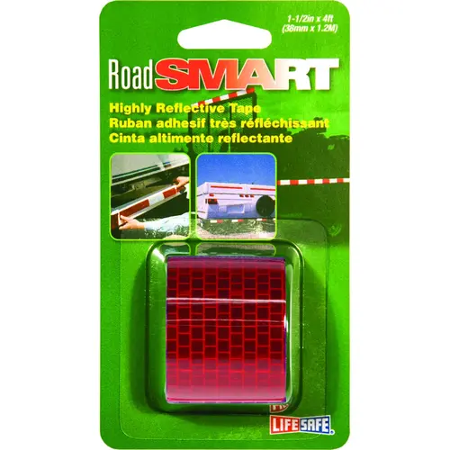 Incom RE804 Reflective Tape, 4 ft L, 1-1/2 in W, Red