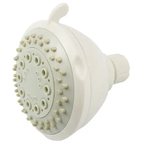 Shower Head, 1.75 (6.6) 80 gpm (L/MIN) psi, 1/2-14 NPT Connection, Threaded, 3-Spray Function, White