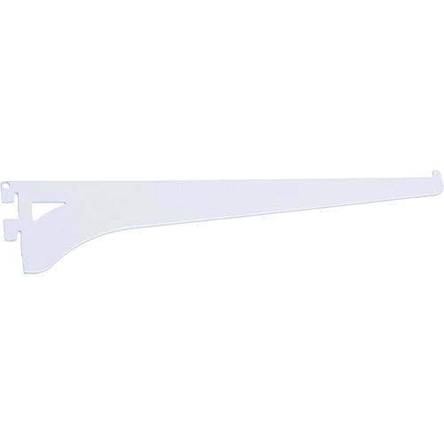 Heavy-Duty and Single Track Shelf Bracket, 90 lb/Pair, 12 in L, 2-3/8 in H, Steel, White