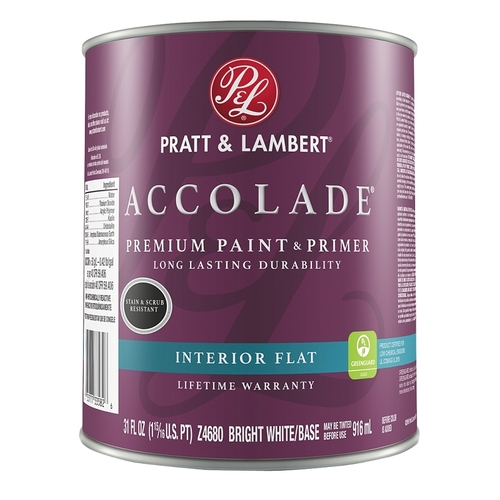 Accolade Z4600 Paint and Primer, Flat, Bright White Base, 31 oz