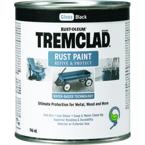 RustOleum 26026WB504 TREMCLAD Rust Paint, Gloss, Black, 946 mL, Can