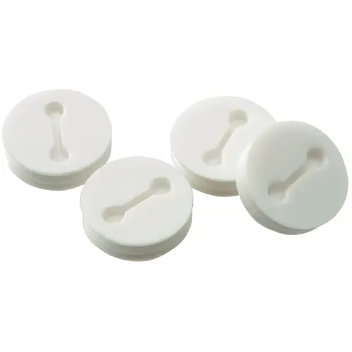 Closure Plug, 13/16 in Dia, 5/16 in L, 13/16 in W, Metal, White - pack of 3