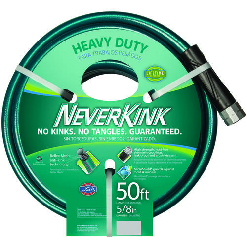 Neverkink 8617-50/8615-50 Garden Hose, 50 ft L, Vinyl, Green