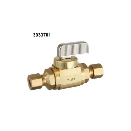 Dahl Brothers 521-30-30-BAG mini-ball Straight In-Line Stop and Isolation Valve, 1/4 in Connection, Compression, 250 psi Pressure