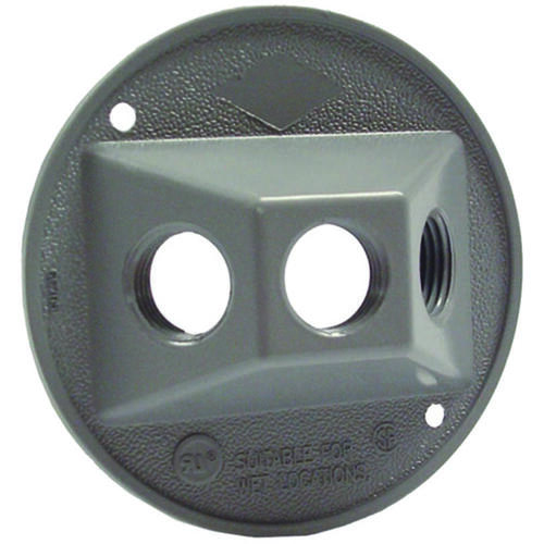 Cluster Cover, 4-1/8 in Dia, 4-1/8 in W, Round, Metal, Gray, Powder-Coated