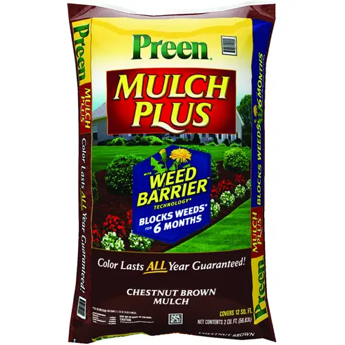 Preen 52050661 Mulch Plus Weed Barrier, Granular, Chestnut Brown