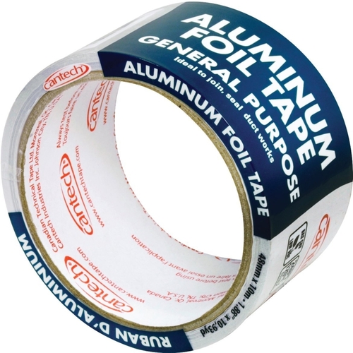 Cantech 390104810 39010 Foil Tape, 10 m L, 48 mm W, Aluminum Backing, Silver