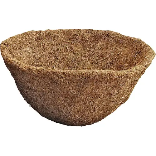 Planter Liner, 12 in Dia, 6.5 H, Round, Natural Coconut, Brown