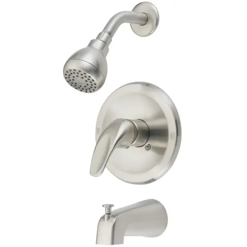 Tub/Shower, Fixed Mount Showerhead, 1.75 gpm Showerhead, 1 Spray Settings, 1-Handle Brushed Nickel