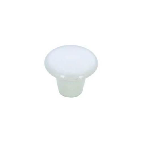 Cabinet Knob, 1-1/32 in Projection, Ceramic White