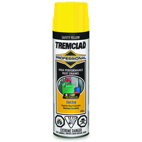 TREMCLAD Rust Enamel Paint, Gloss, Safety Yellow, 426 g, Aerosol Can