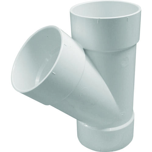 Sewer Pipe Wye, 6 in, Hub, PVC, White, SCH 40 Schedule