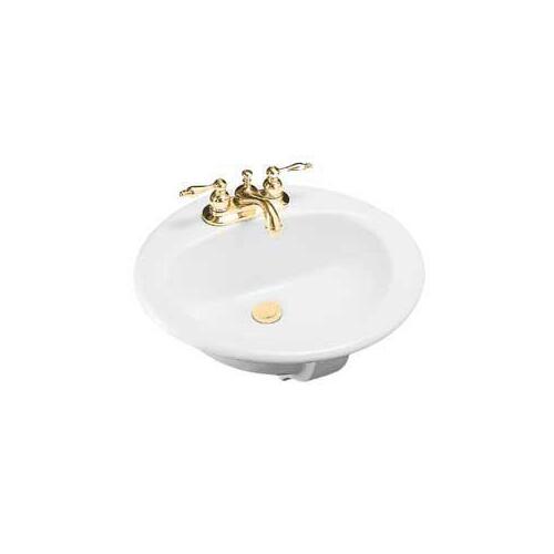 Foremost 130013-4W Bathroom Sink, Round Basin, 4 in Faucet Centers, 3-Deck Hole, 19 in OAW, Vitreous China, White