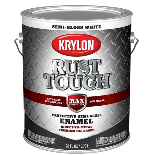 Rust Tough Enamel, Semi-Gloss, White, 1 gal - pack of 4