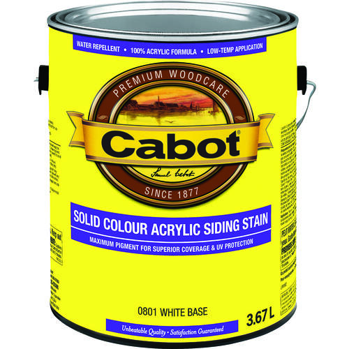 Cabot 142.0000801.007 Exterior Self-Priming Solid Color Latex Siding Stain, 3.7 l, Liquid, Slight, White