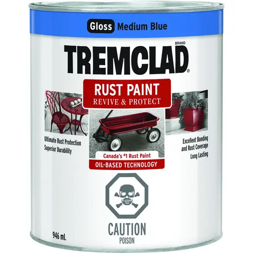 TREMCLAD Rust Paint, Gloss, Blue, 946 mL, Can