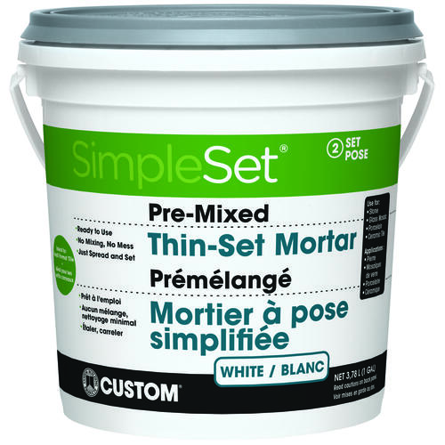 CUSTOM BUILDING PRODUCTS, INC. CSTTSW1-2 SimpleSet Series Thinset Mortar, White, Paste, 1 gal Pail