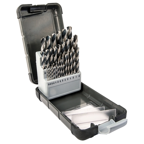 Plastic Case Drill Bit Set, 29-Piece, High Speed Steel, Black Oxide/Polished