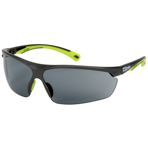 Safety Works SWX00257 Safety Glasses, Anti-Fog Lens, Angle-Adjustable, Semi-Rimless Frame, Gray/Green Frame