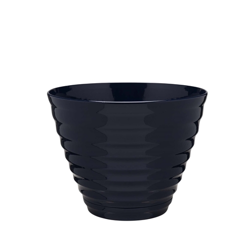 Planter, 15.9 in Dia, Round, Beehive Design, Resin, Navy