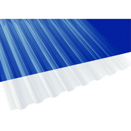 Corrugated Panel, 10 ft L, 26 in W, Greca 76 Profile, 0.032 in Thick Material, Polycarbonate, Clear