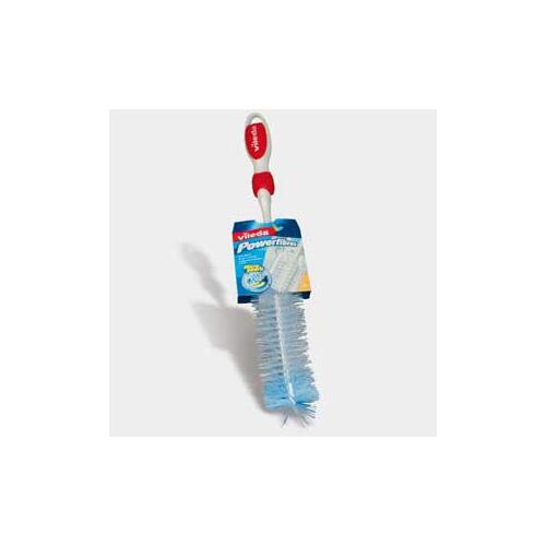 Vileda 148218 Powerfibers Glass and Bottle Brush, Red/White